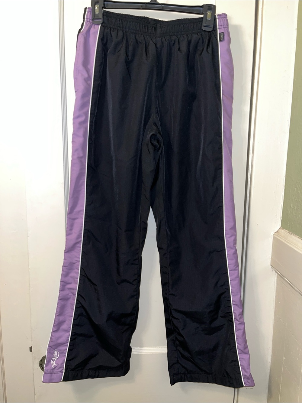 Vintage Reebok Black Joggers with Lilac Side Panels